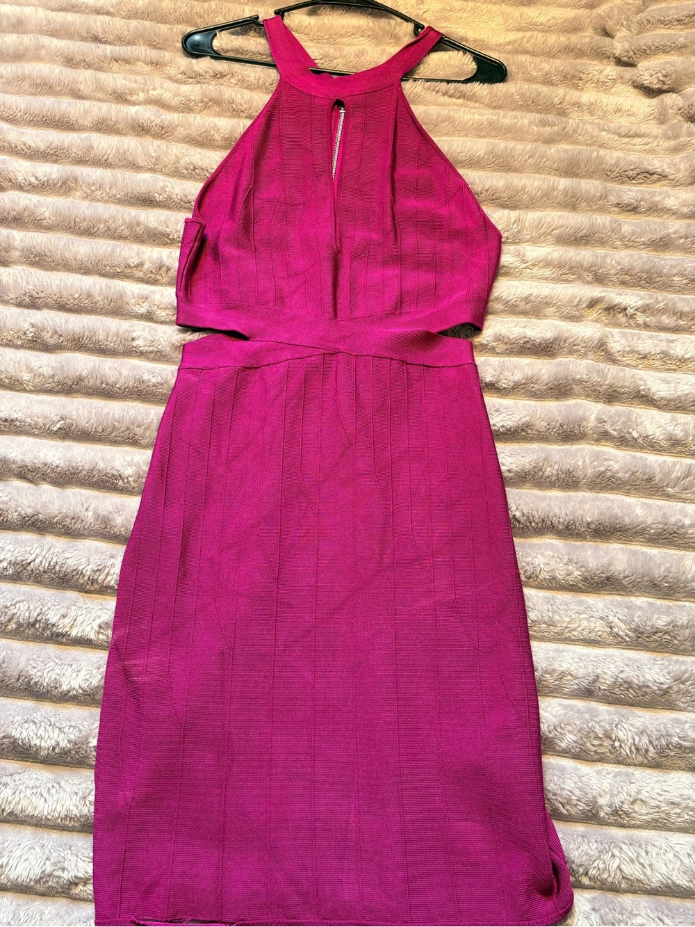 Sleeveless Fuchsia Halter Bodycon Dress